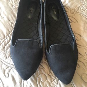 Practically new Express black suede pointed toe loafers in size 8